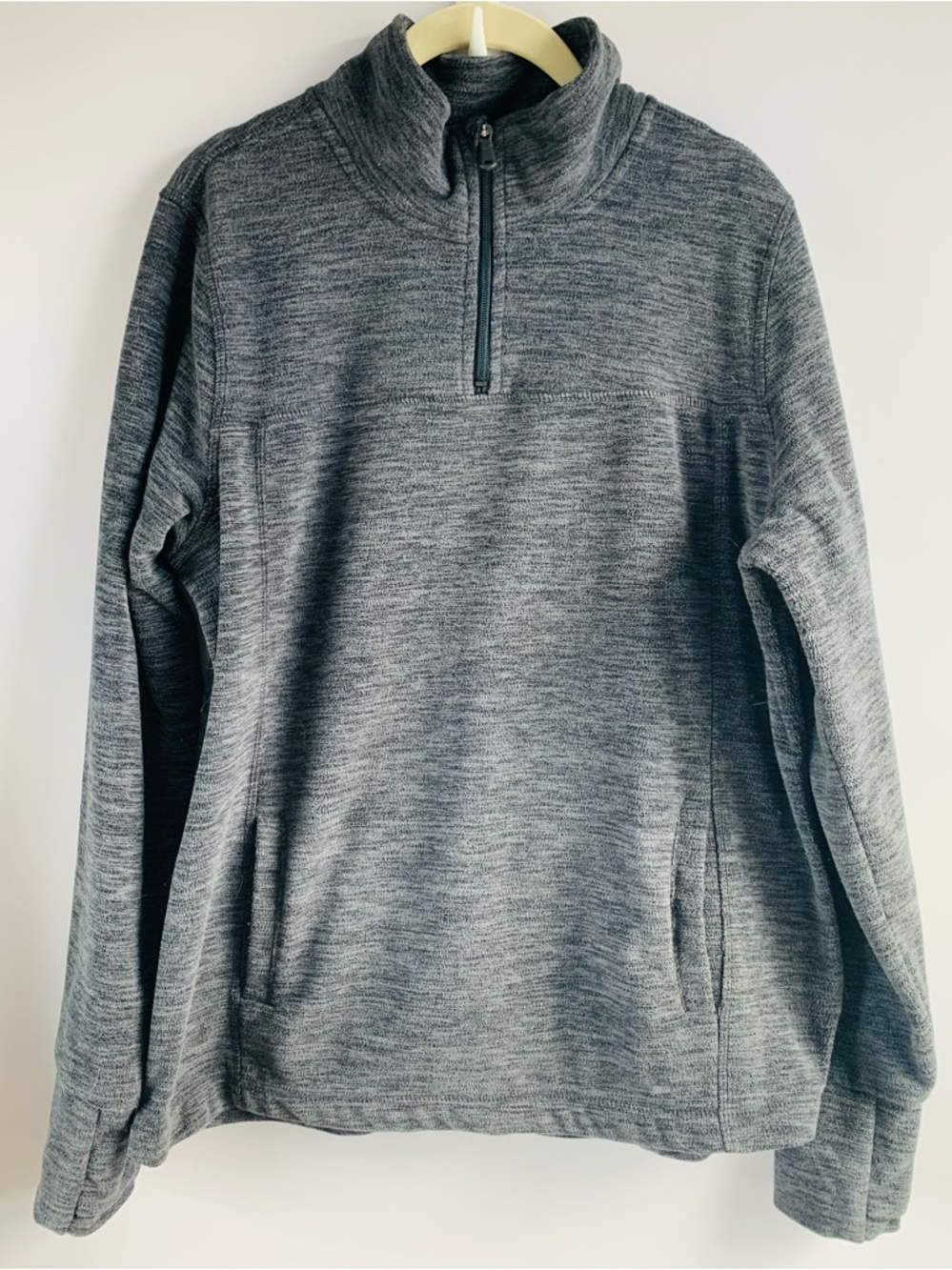 1/4 Zip Soft Pullover Sweatshirt Top Steel Grey Cozy Layering Casual Active XL